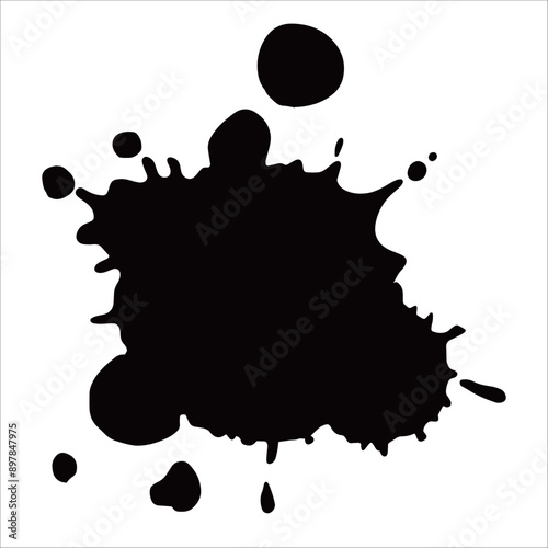 Paint black pigment spray splash stain illustration spots