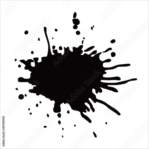 Paint black pigment spray splash stain illustration spots
