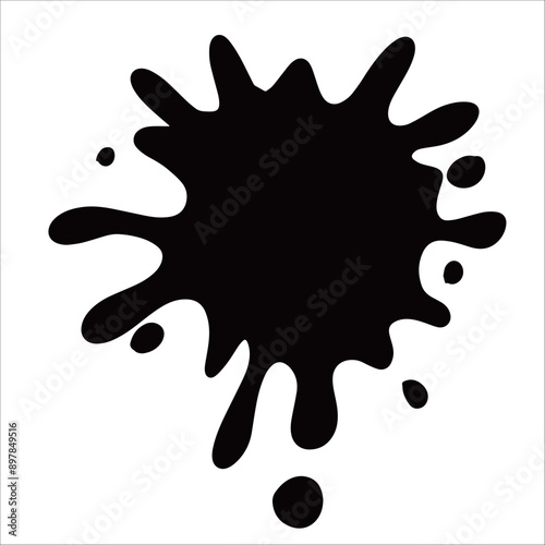 Paint black pigment spray splash stain illustration spots