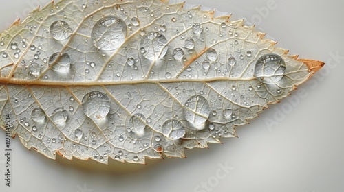Obraz na płótnie The detailed surface of a leaf with tiny water droplets w salonie