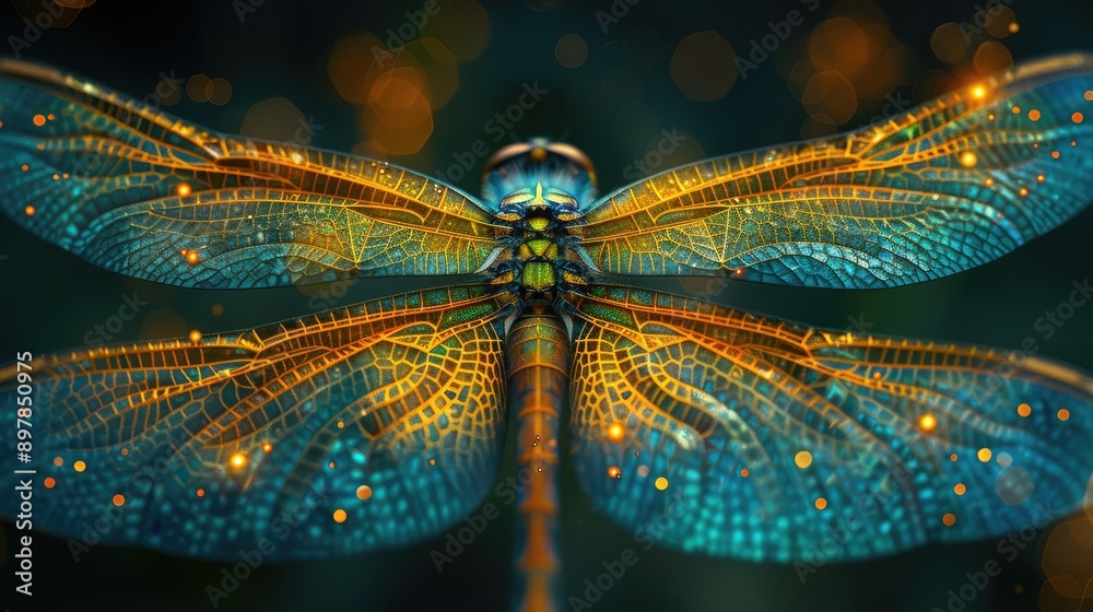 The intricate pattern of a dragonfly’s wings