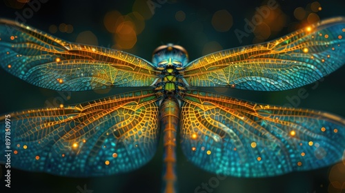 Obraz na płótnie The intricate pattern of a dragonfly’s wings w salonie