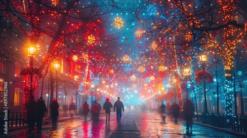 Obraz na płótnie Blurry festive city lights w salonie