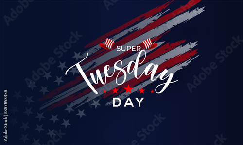 Super Tuesday with american flags  vector background. photo