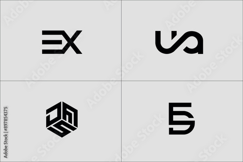 Mega logo collection Initial letter E ES, with icon style, Abstract design concept for branding