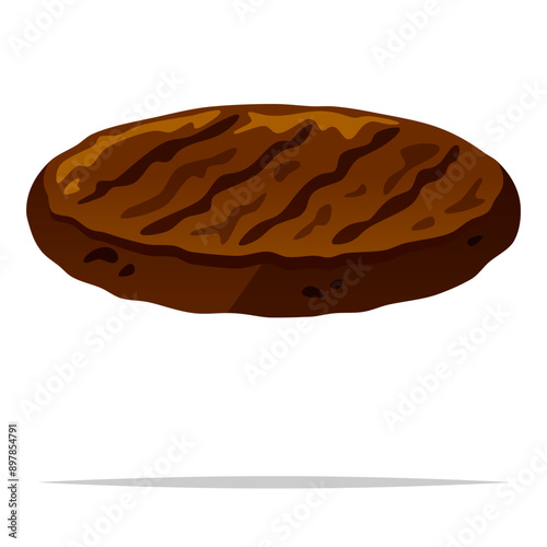 Grilled hamburger meat patty vector isolated illustration