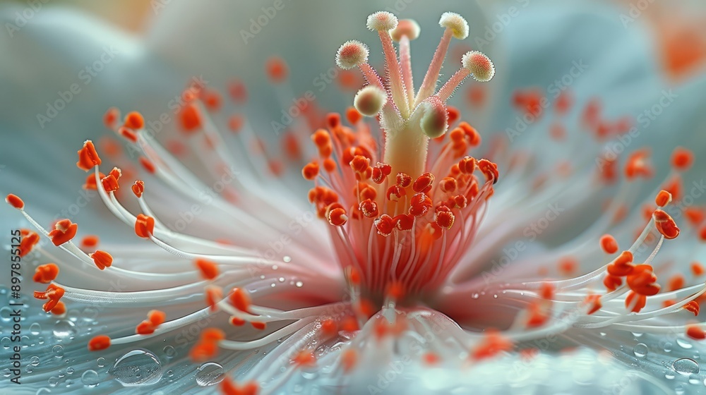 A close-up of a flower’s pistil and stamen, capturing the fine details of reproduction structures