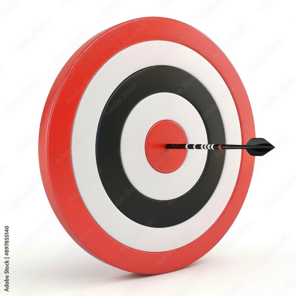 Red and Black Bullseye Target with Arrow in Center Red and Black Bullseye Target with Arrow in Center