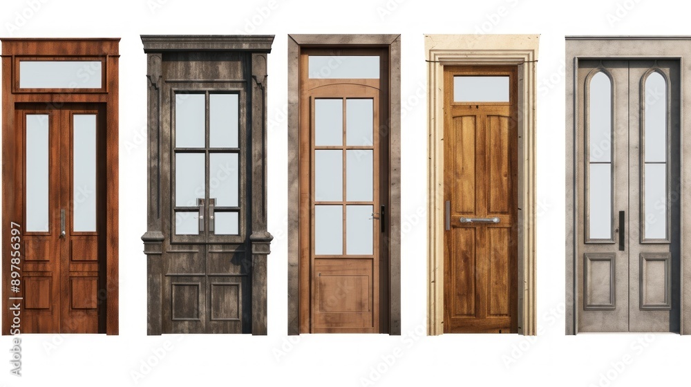 Collection of five different wooden doors Collection of five different wooden doors