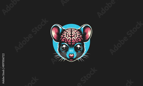 head mouse with brain vector logo design