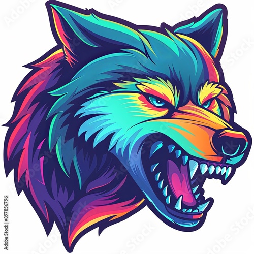 Wallpaper Mural Colorful Wolf Head Illustration Torontodigital.ca