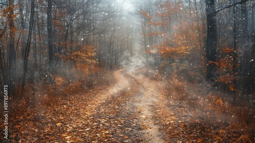 Obraz na płótnie Blurry forest path in autumn w salonie