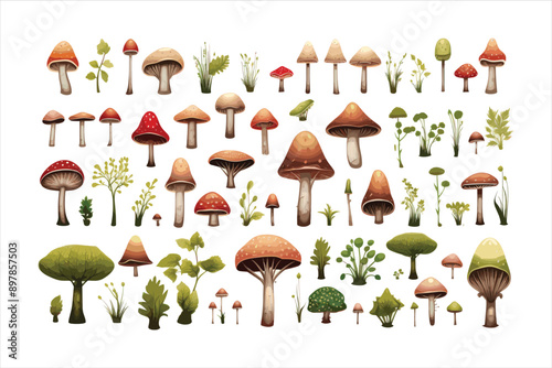 mushroom silhouette vector on whit background 