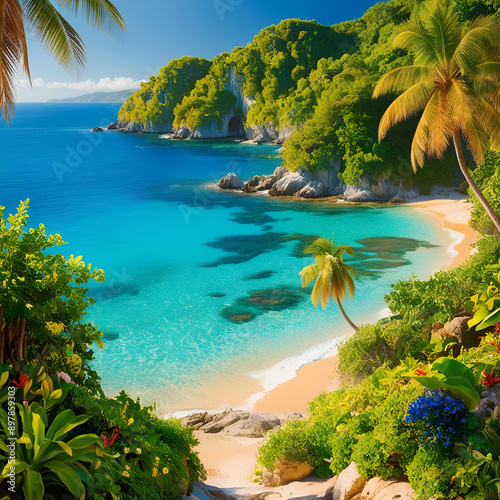 beach with palm trees