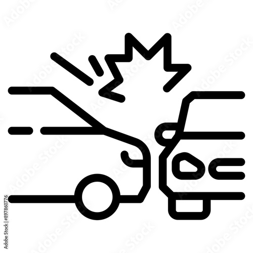 accident icon, broken cars, auto crash on road, car accident symbol isolated on white background. vector illustration