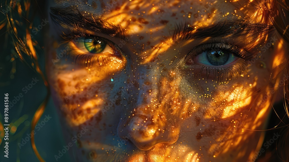 Capture the contrast between light and dark on a face