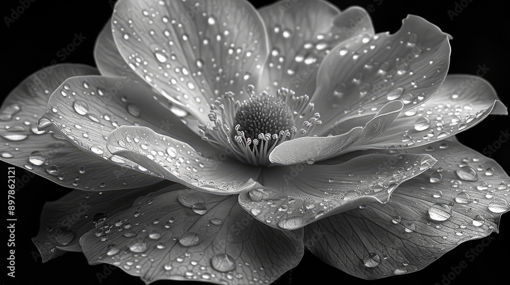 Capture the details of a flower in black and white