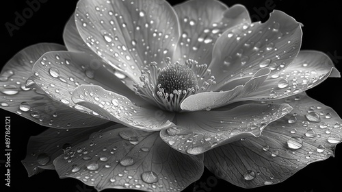 Obraz na płótnie Capture the details of a flower in black and white w salonie