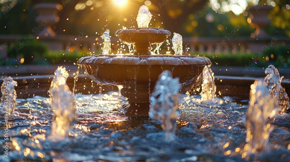 Capture the movement of water in a fountain