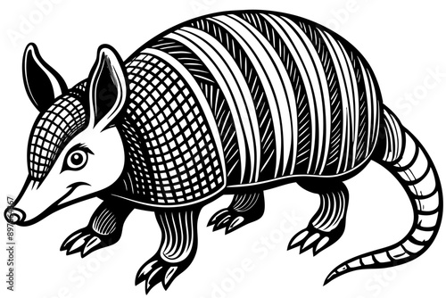 Funny Armadillo Vector Illustration Cartoons, Clipart And Line Art Design on White Background, Funny armadillo vector illustration in cartoon, clipart, and line art styles on a white background.