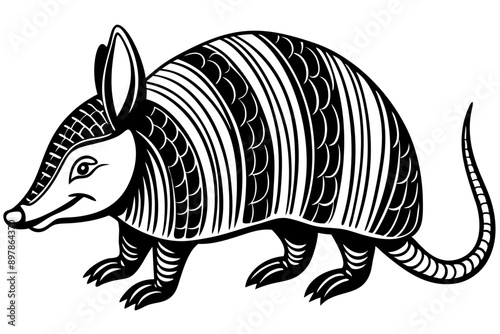 Funny Armadillo Vector Illustration Cartoons, Clipart And Line Art Design on White Background, Funny armadillo vector illustration in cartoon, clipart, and line art styles on a white background.