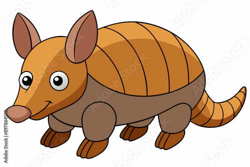 Funny Armadillo Vector Illustration Cartoons, Clipart And Line Art Design on White Background, Funny armadillo vector illustration in cartoon, clipart, and line art styles on a white background.