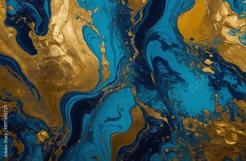 Gold and Blue Elegant Marble Background