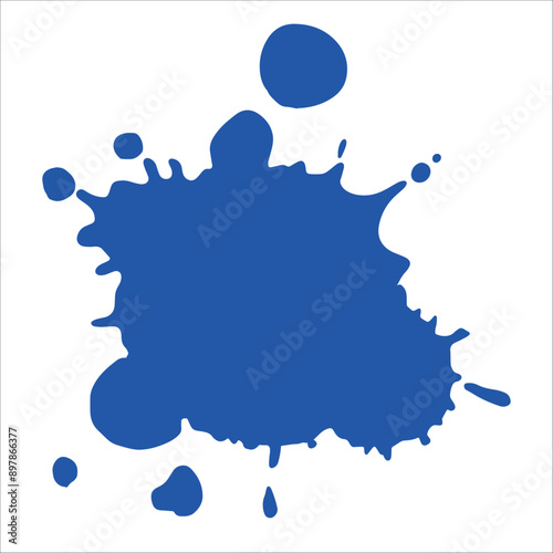 Paint blue pigment spray splash stain illustration spots