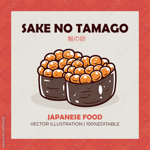 Sake no tamago Japanese food vector illustration