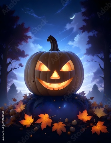 Halloween symbol smiling pumpkin