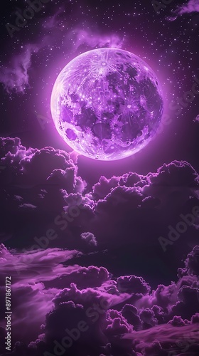 Purple Moon and Clouds.