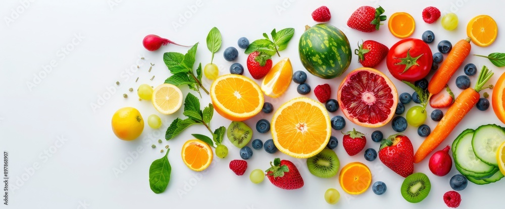 Happy New Year 2025 For Healthcare On A White Background, With Fruit And Vegetables Symbolizing Health And Wellness Happy New Year 2025 For Healthcare On A White Background, With Fruit And Vegetables Symbolizing Health And Wellness