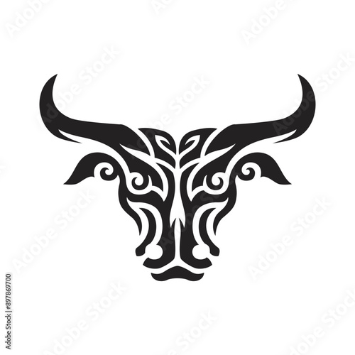 bull tribal head ornament for tattoo
