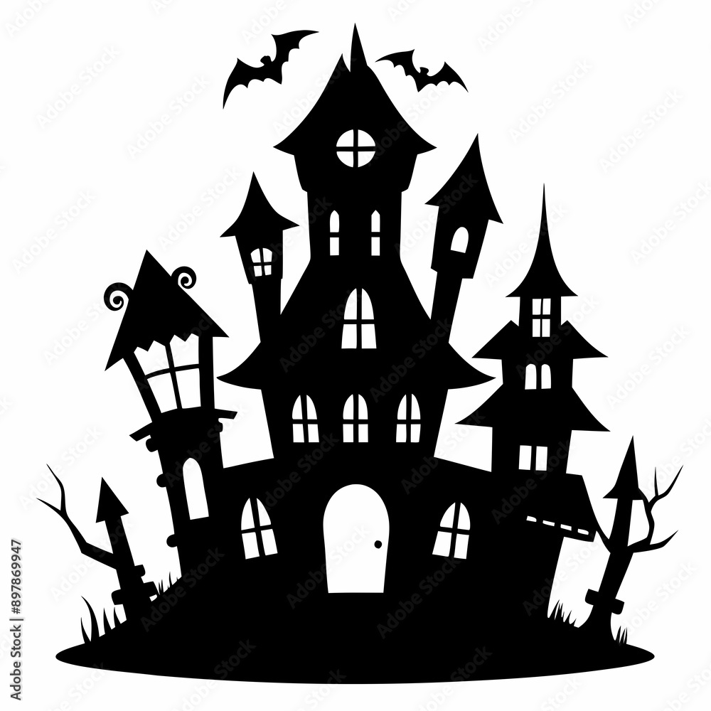 HAUNTED HOUSE SVG , Halloween Bundle Svg, Halloween haunted house, Instant Download, silhouette, Svg cut file, clip art, Cricut, Spooky House SVG, Bats