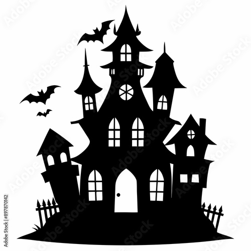 HAUNTED HOUSE SVG , Halloween Bundle Svg, Halloween haunted house, Instant Download, silhouette, Svg cut file, clip art, Cricut, Spooky House SVG, Bats