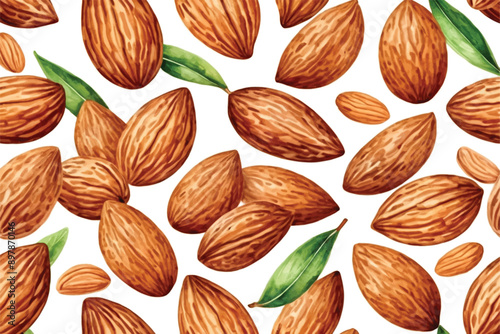 Almond pattern background isolated on white2