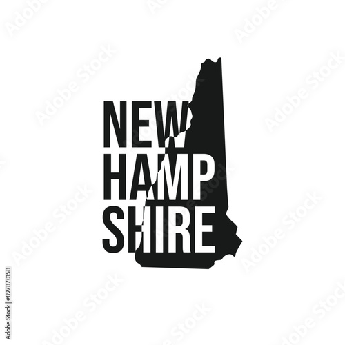 new hampshire state symbol, map icon with vector silhouette of new hampshire