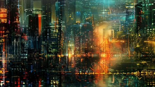 colorful futuristic city background  © Mentari