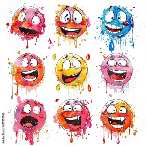 Colorful and Exuberant Emojis with Dripping Paint