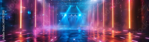 Holographic music performance, virtual concert, futuristic stage design