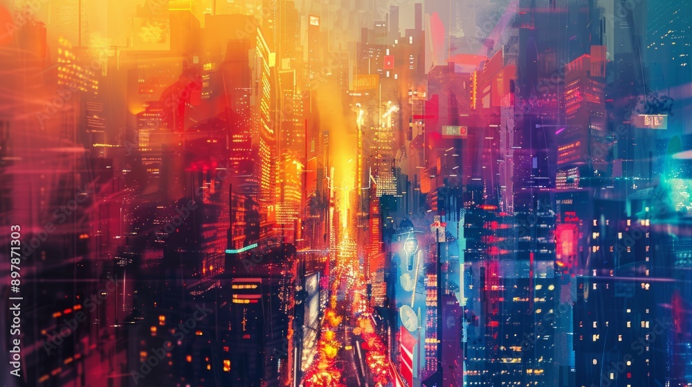 Colorful blured futuristic city background Colorful blured futuristic city background