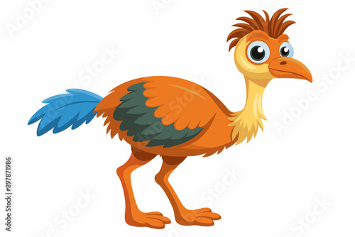 Funny Emu Vector Illustration Cartoon, Clipart, and Line Art on White Background, Funny emu cartoon vector illustration, clipart, and line art on white background