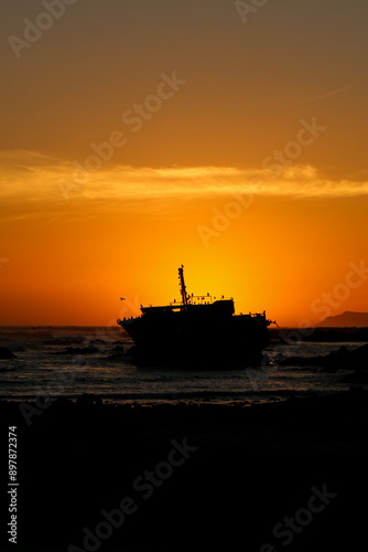 ship at sunset