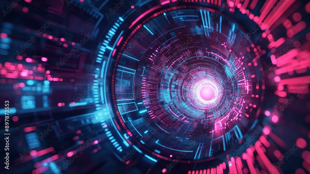 Cyber round, abstract machine learning Cyber round, abstract machine learning