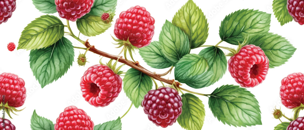 Raspberries pattern background watercolor style4 Raspberries pattern background watercolor style4