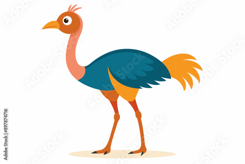 Funny Ostrich Vector Illustration Cartoons, Clipart, Line Art Design White Background, Funny ostrich vector illustration, cartoons, clipart, and line art design on white background.