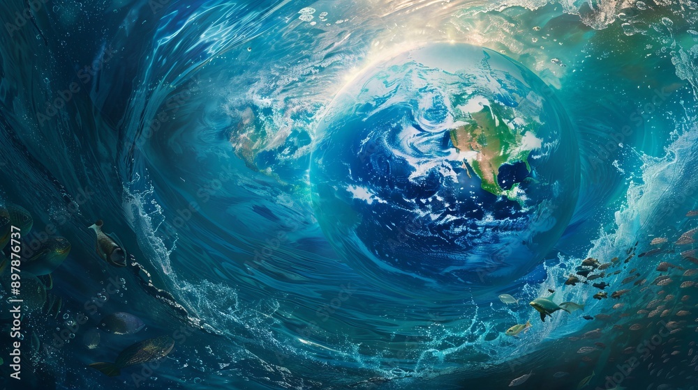 World Ozone Day Background: Eco Concept with Green Planet and Trees World Ozone Day Background: Eco Concept with Green Planet and Trees
