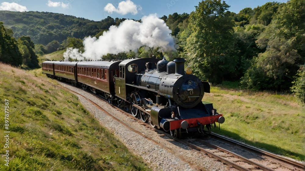 Obraz premium Vintage classic retro steam locomotive train