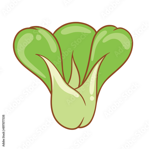 Illustration of cute bok choy is isolated on the white background