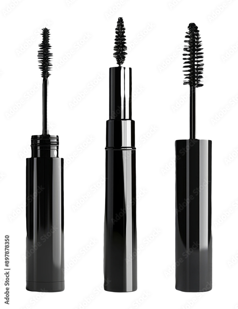 Black Mascara Brushes And Tubes Isolated On Transparent Background Black Mascara Brushes And Tubes Isolated On Transparent Background